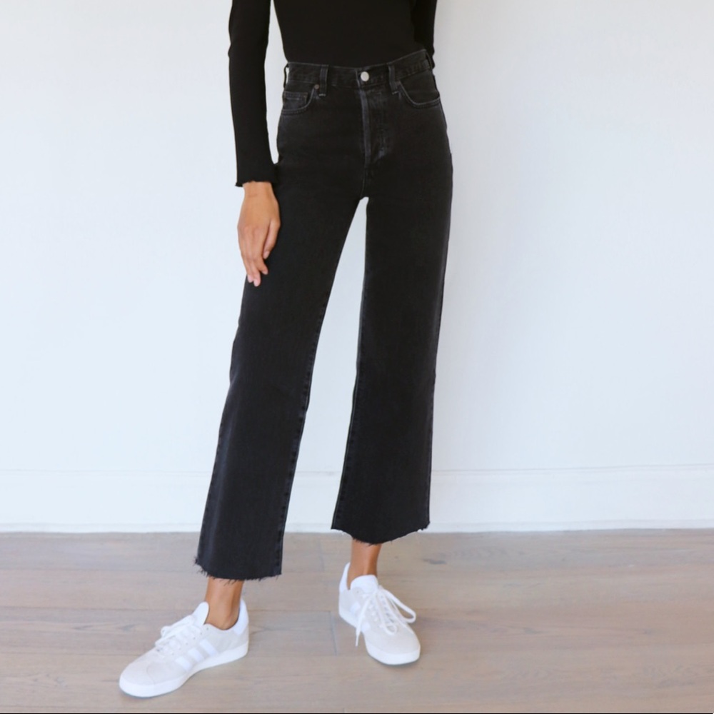 Denim Forum Farrah Cropped Wide Leg Jeans